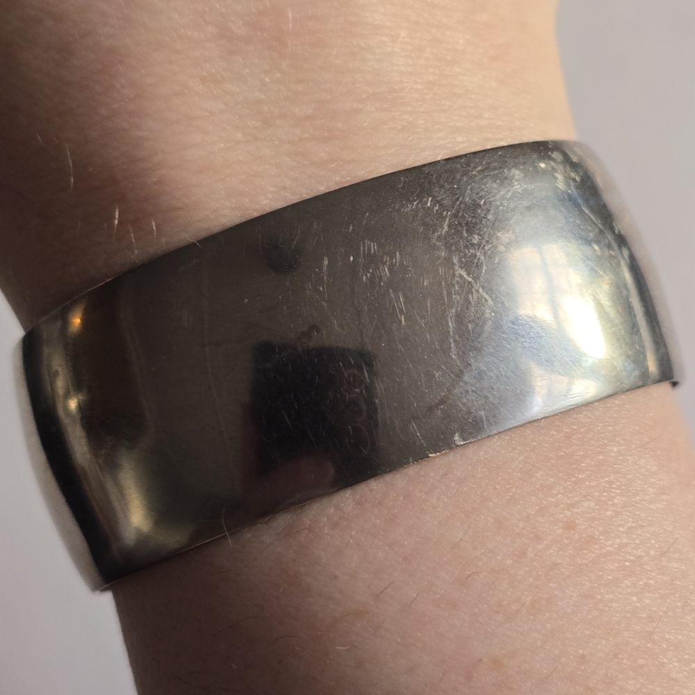 Wide cuff bracelet silver tone jewelry